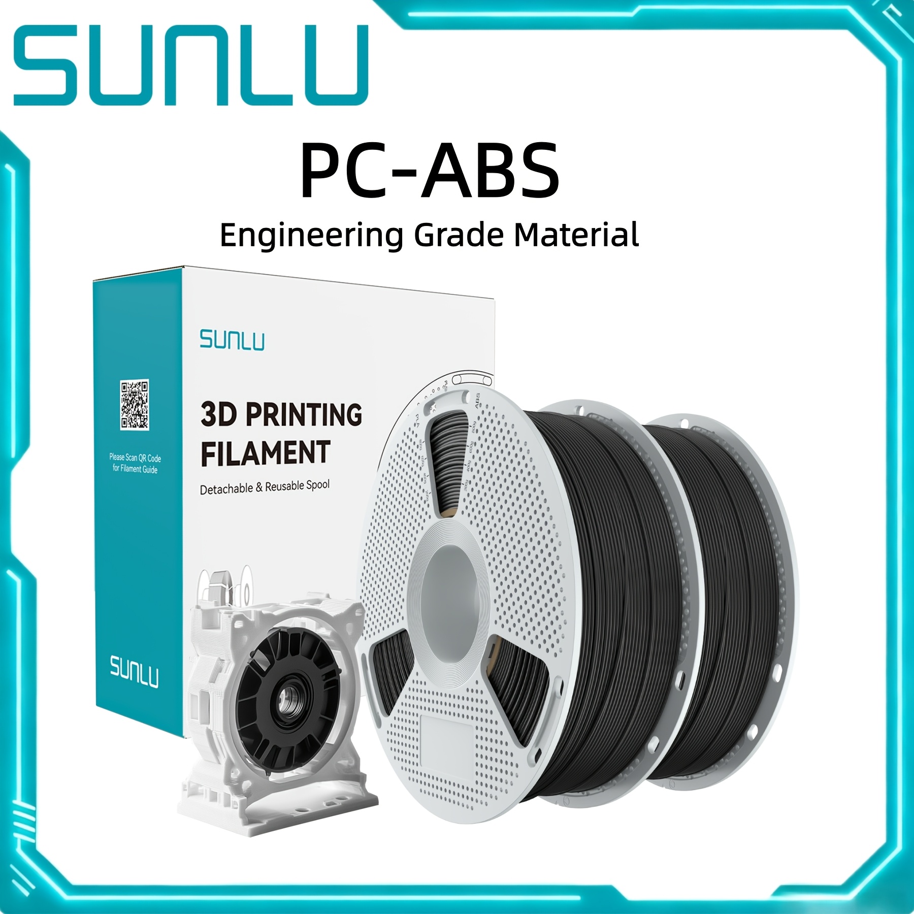 Sunlu Offical Pc-abs Filament 1.75mm, High Strength 3d Printer Filament, Heat Resistant, Resistance, Paintable Surface, Engineering Grade Material, Fdm 3d Printing Filament, 2kg(4.41lbs)