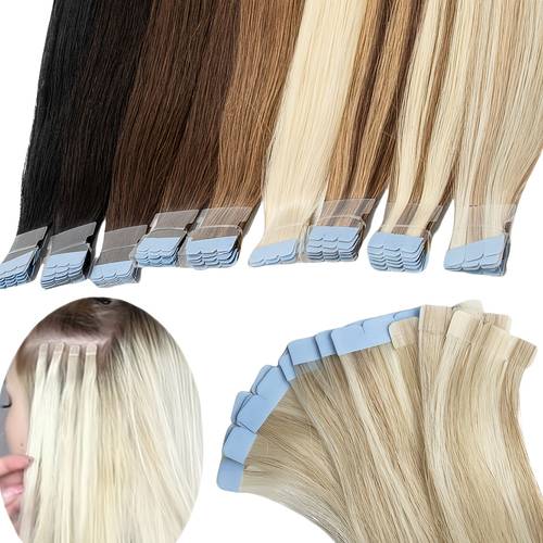 100 human hair mini tape in hair invisible pu tape in human hair extensions 10pcs for side hair long lasting hairpiece suitable lovers with styles