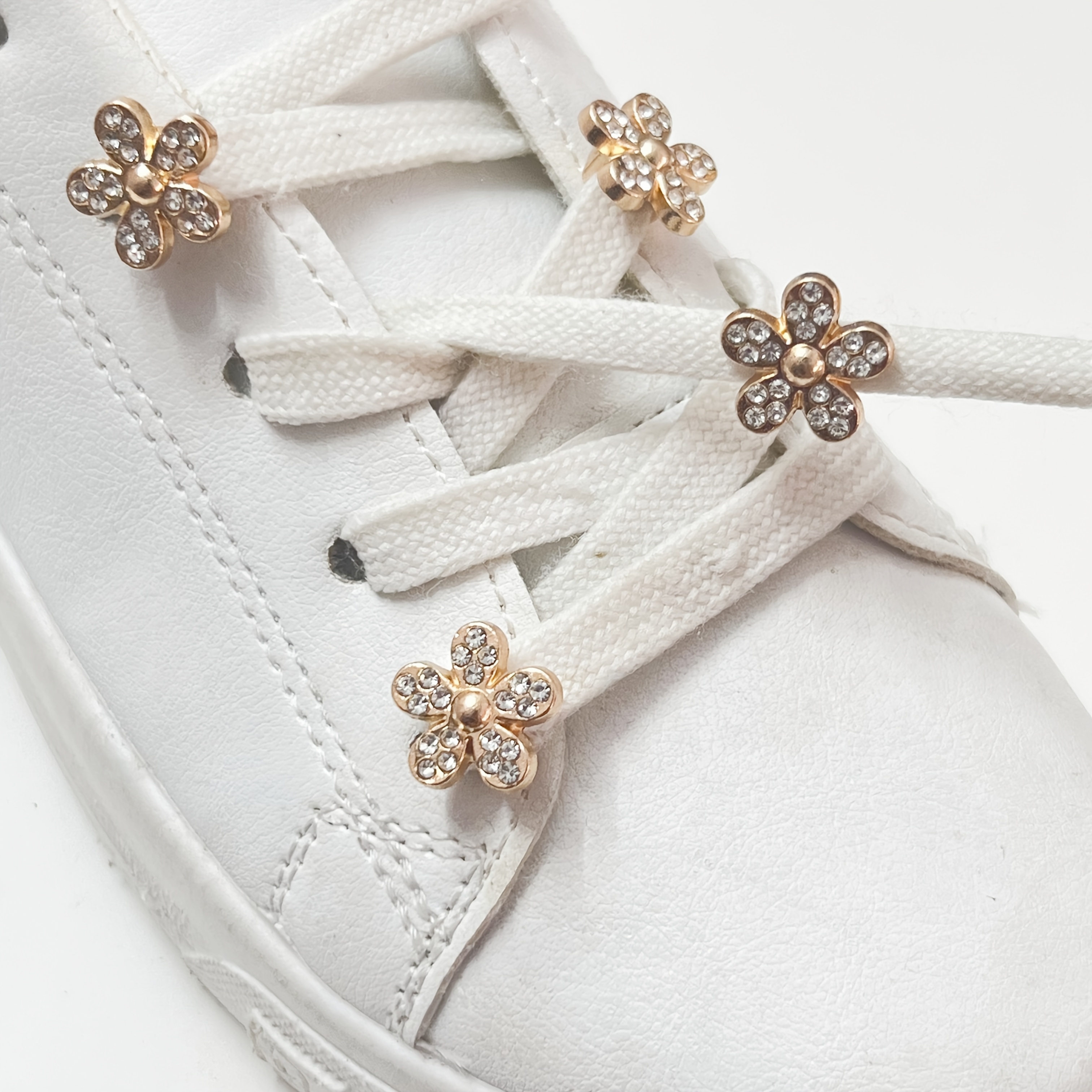 TEMU 4pcs Alloy Rhinestone Petal Shoe Buckles, Diy Wearable Shoe Buckles, Suitable For Shoe Decoration, And Bag Accessory Materials,christmas