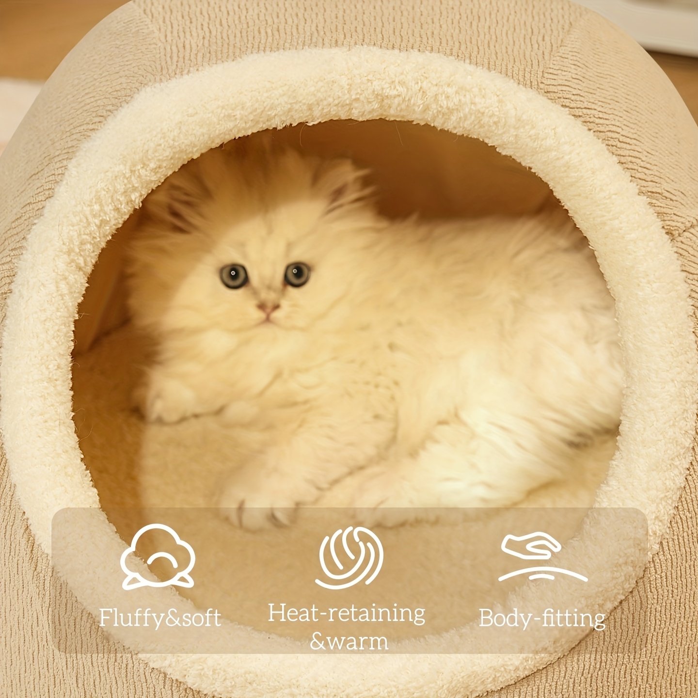 semi enclosed cat bed winter warm thickened padding removable and washable pet deep large space cat and dog bed for Product details 4