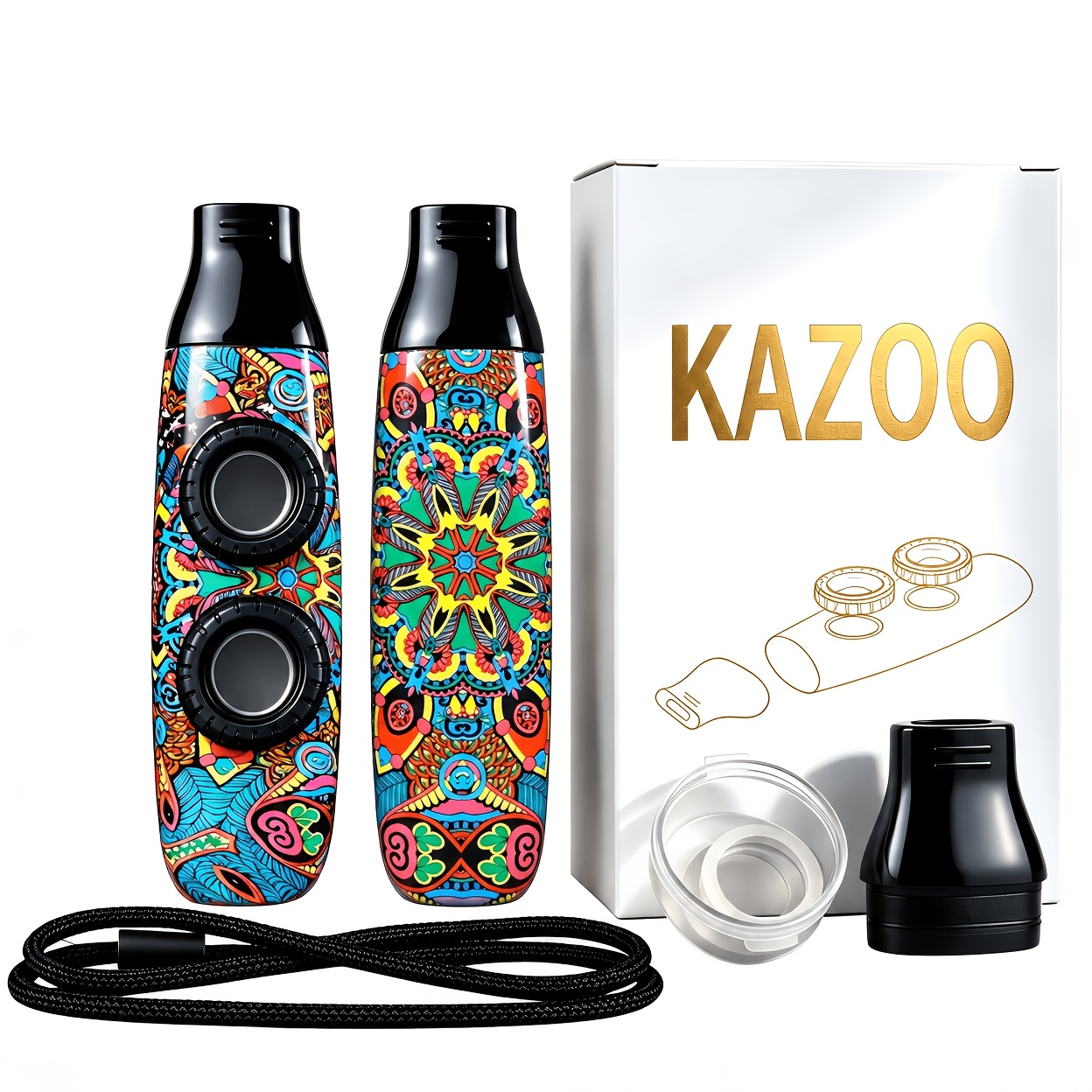 TEMU 1pc Pattern , Portable Wind Musical Instrument For Music Accompaniment, Graffiti With Spare Membrane & Lanyard, Adult Beginner Music Accessory