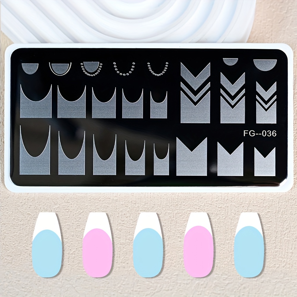 Nail Stamping Plates 12x6cm Nail Stamper Templates Line Nail Stencils Tip Wave Stripes Stainless Steel Diy Manicure