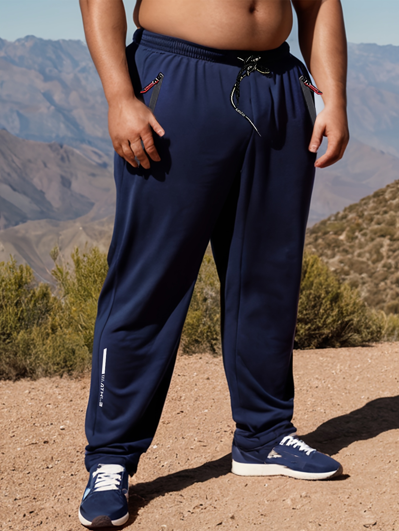1pc Men'S Plus Size Sports Joggers - Comfortable & Adjustable, Ideal for Outdoor Fitness & Running, Casual Wear Pants with Zipper Detail, Plus Size Joggers, PLUS SIZE