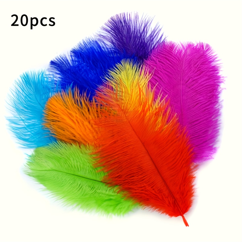 TEMU 20pcs Of Bright Synthetic Ostrich Feathers, Random And Diverse Colors, Suitable For Carnivals, Weddings, Floral Arrangements, And Home Decor.