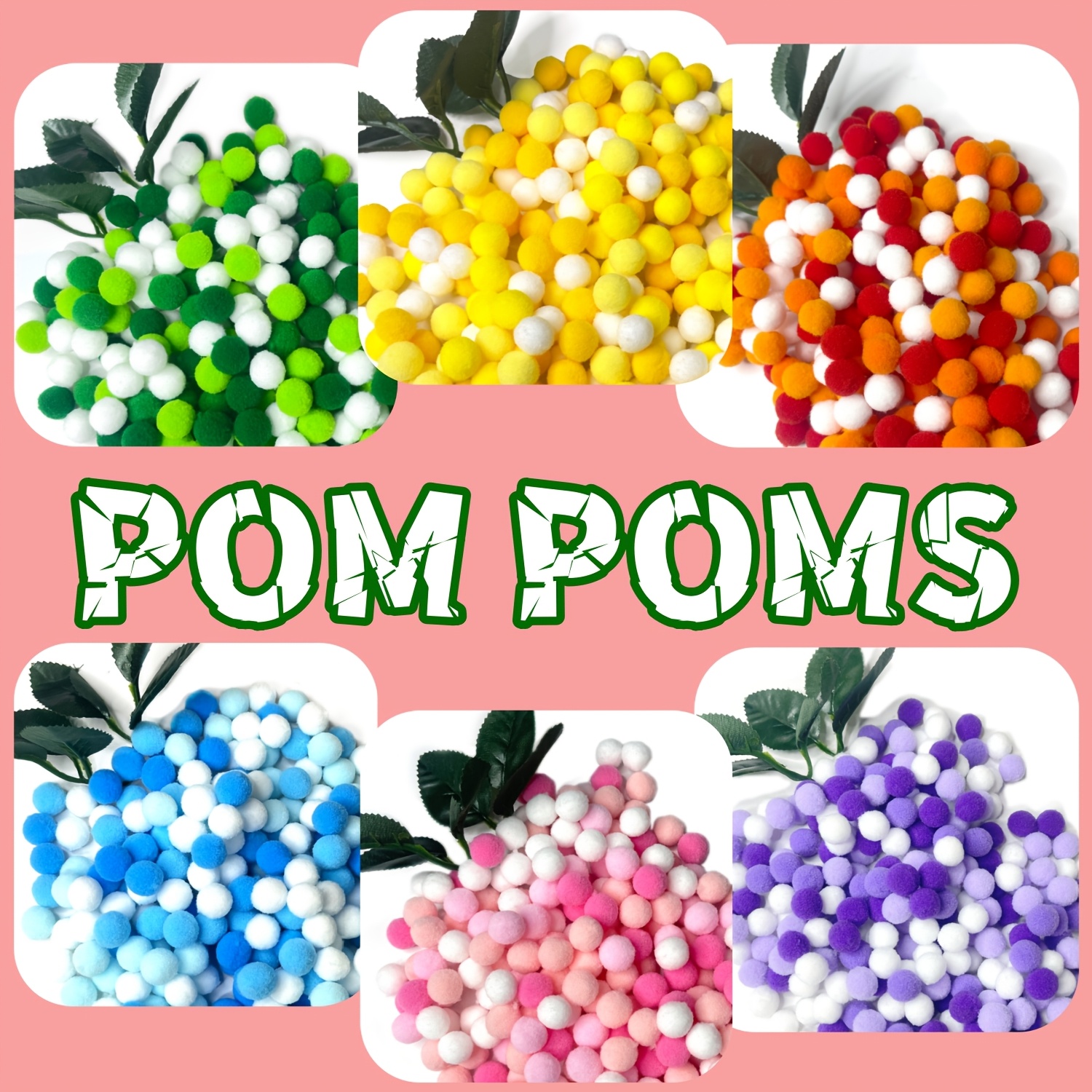 

300pcs 1" Pompons de Couleurs Assorties - Boules en Tissu Moelleuses et Vibrantes pour DIY & Décoration Maison - Idéaux pour , Arts & et Événements Créatifs