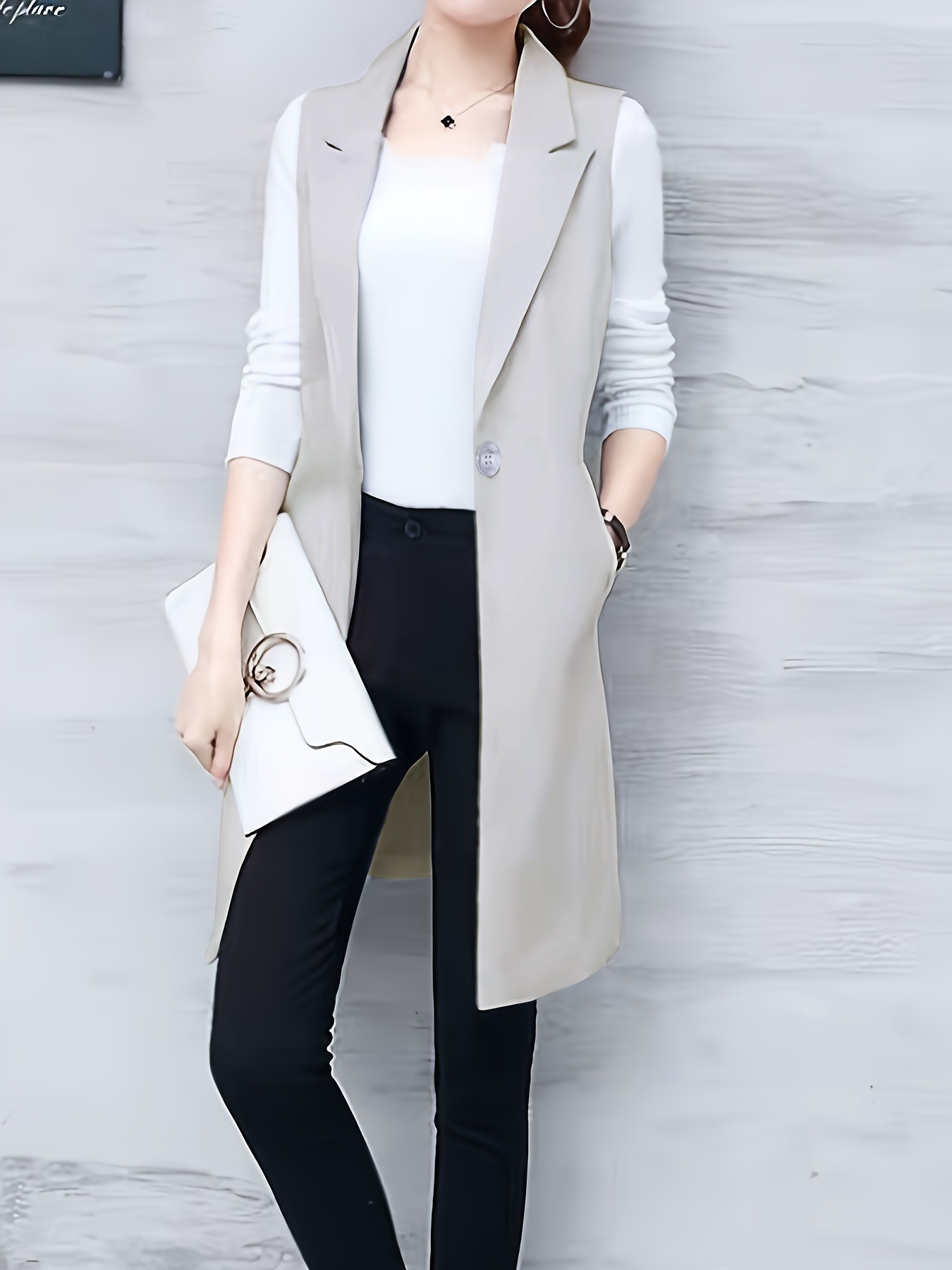 womens length sleeveless coat vest solid color h Temu United Kingdom