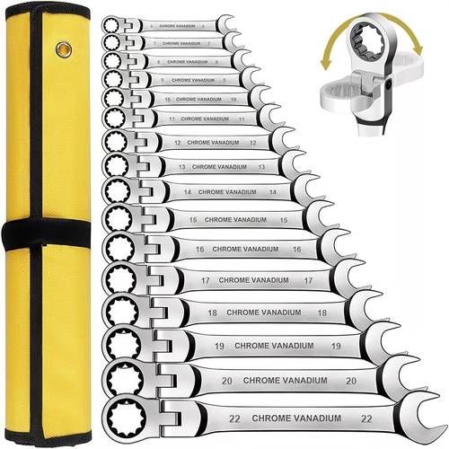 180 ratcheting wrench set 16pcs metric 6 22mm 72 teeth cr ratchet wrenches set with organizer bag