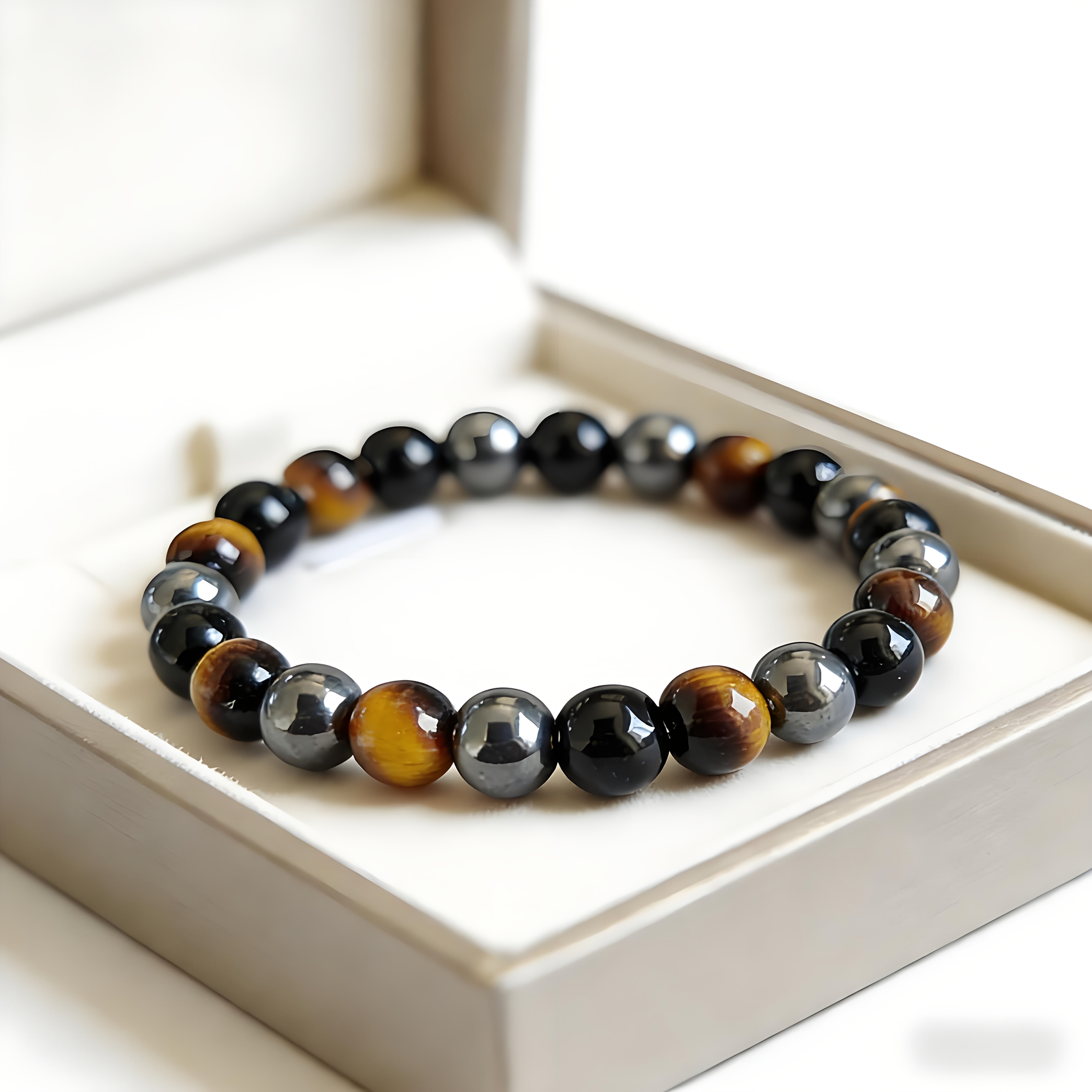 TEMU Un braccialetto unisex realizzato con pi羅 materiali, con Occhio di Tigre, e . di Tigre simboleggia il ; l' funge da della fortuna; e l' funziona