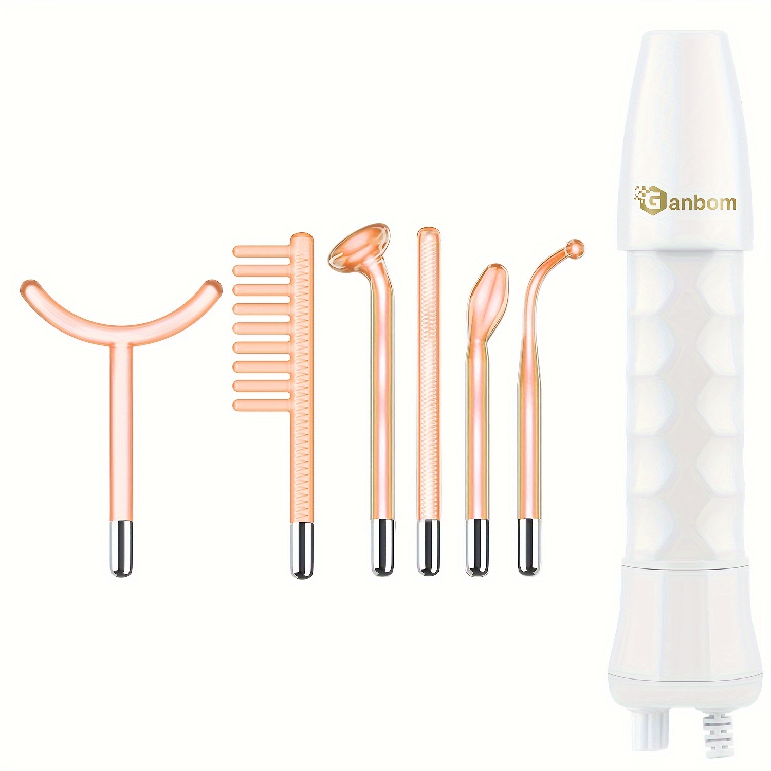 

High Frequency Facial Wand - 6 In 1 Portable Handheld High Frequency Facial Machine - With 6 Pcs Orange Glass Tubes At Home Face Skin Wand Device For Body/neck/hair/face