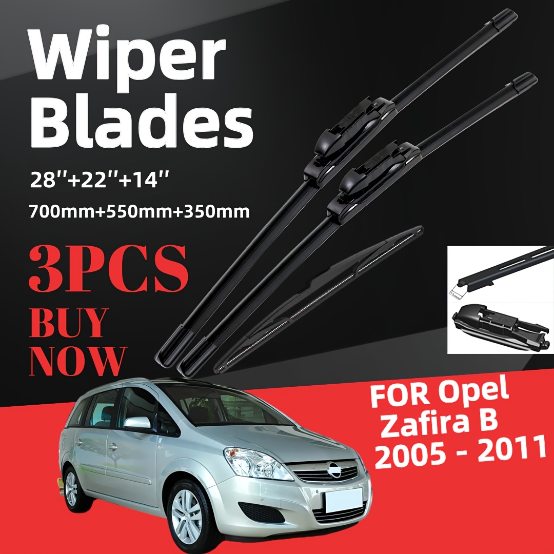 Front And Rear Windshield Wiper Set, Suitable For B 2005 - 2011, Boneless Wipers, Front And 3pcs Wiper Set