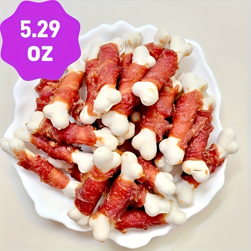 TEMU Dog Treats, Chicken Wrapped Bone, Suitable For Small Dogs, Medium Pets, And Large Dogs, Natural Dog Snacks, Dried Chicken Dog Snacks, Healthy,