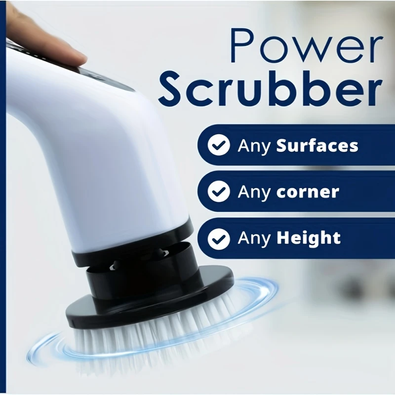 7 in 1 electric cleaning brush electric rotating floor brush cordless electric rotating brush with 7 replaceable brush heads and adjustable telescopic handle suitable for floors bathrooms bathtubs and tiles details 1