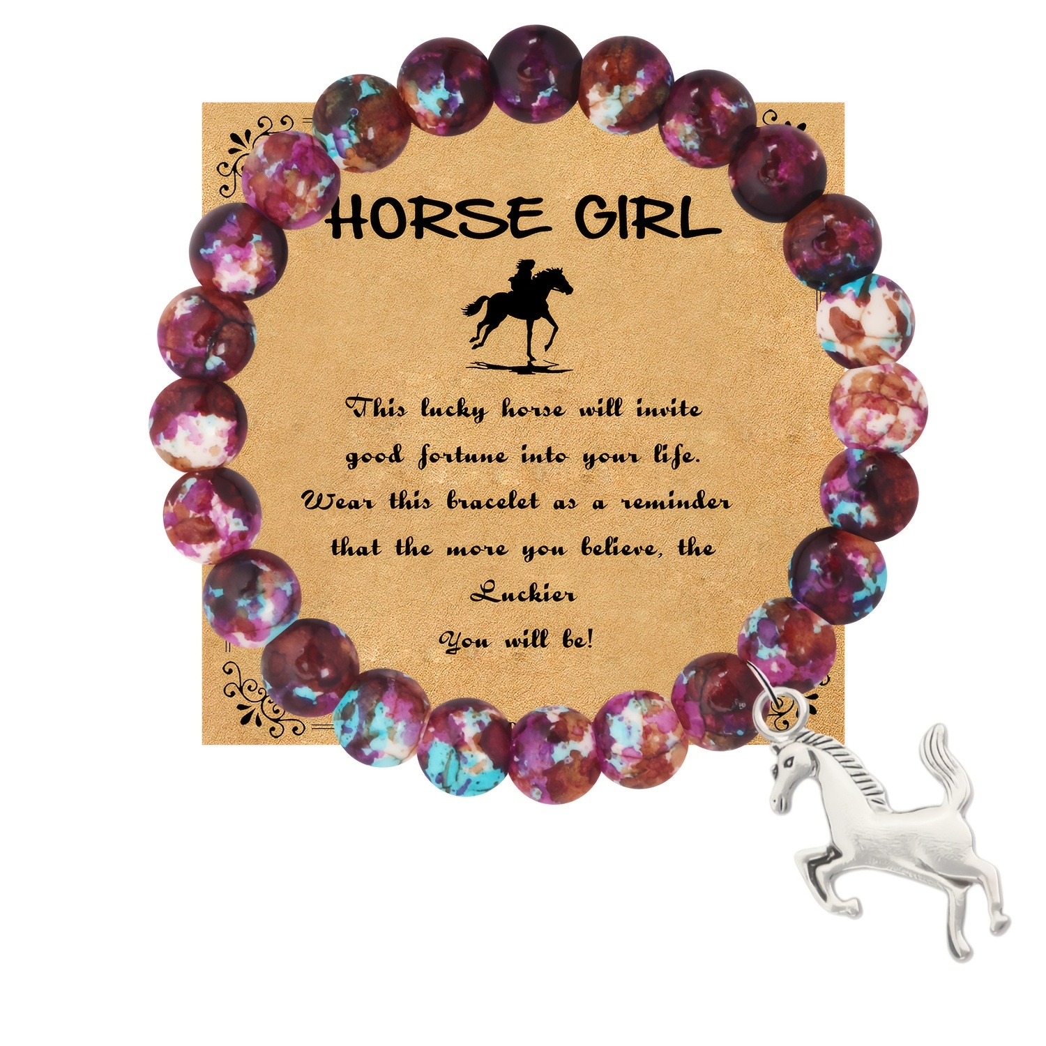 TEMU 1pc Cadeau pour la Saint-Valentin/Jour de l'Action de /Anniversaire - Bracelets Cheval pour Fille, Maman, Papa, Fils, Petite-Fille, Nièce, Amis,
