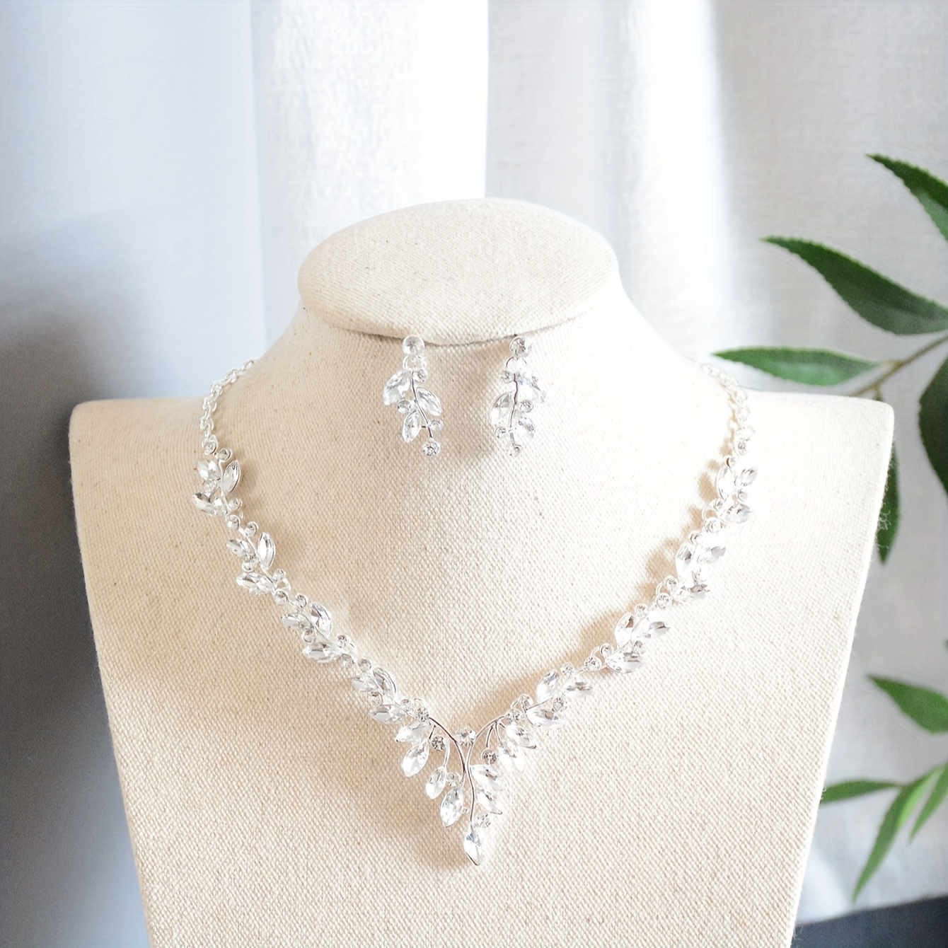 TEMU 1 Set de Joyería de Boda de Lujo y Moda, Set de Boda Multifuncional, Adiciones para Mujer, Combinación de Joyas, Aretes, Set de Collar