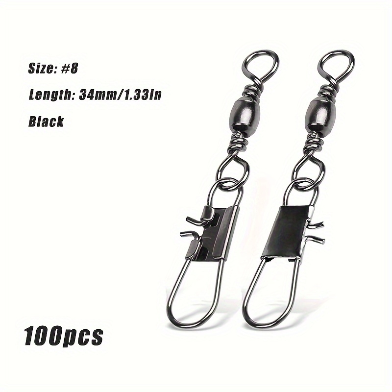 Image of 100pcs Fishing Snap Swivels, Leader Lure Connector, Barrel Swivel Fishing Tackles, Safty Snaps Steel 30lb, Connector With Barrel Swivel And Safety Snap For Freshwater And Saltwater Fishing