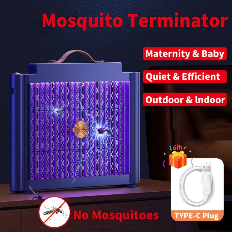

Wall-mountable Ultraviolet Mosquito Killer Lamp, Portable Electric Insect Fly Trap, Usb Rechargeable With Built-in Lithium Battery, Child-safe Indoor Outdoor Pest Control Device
