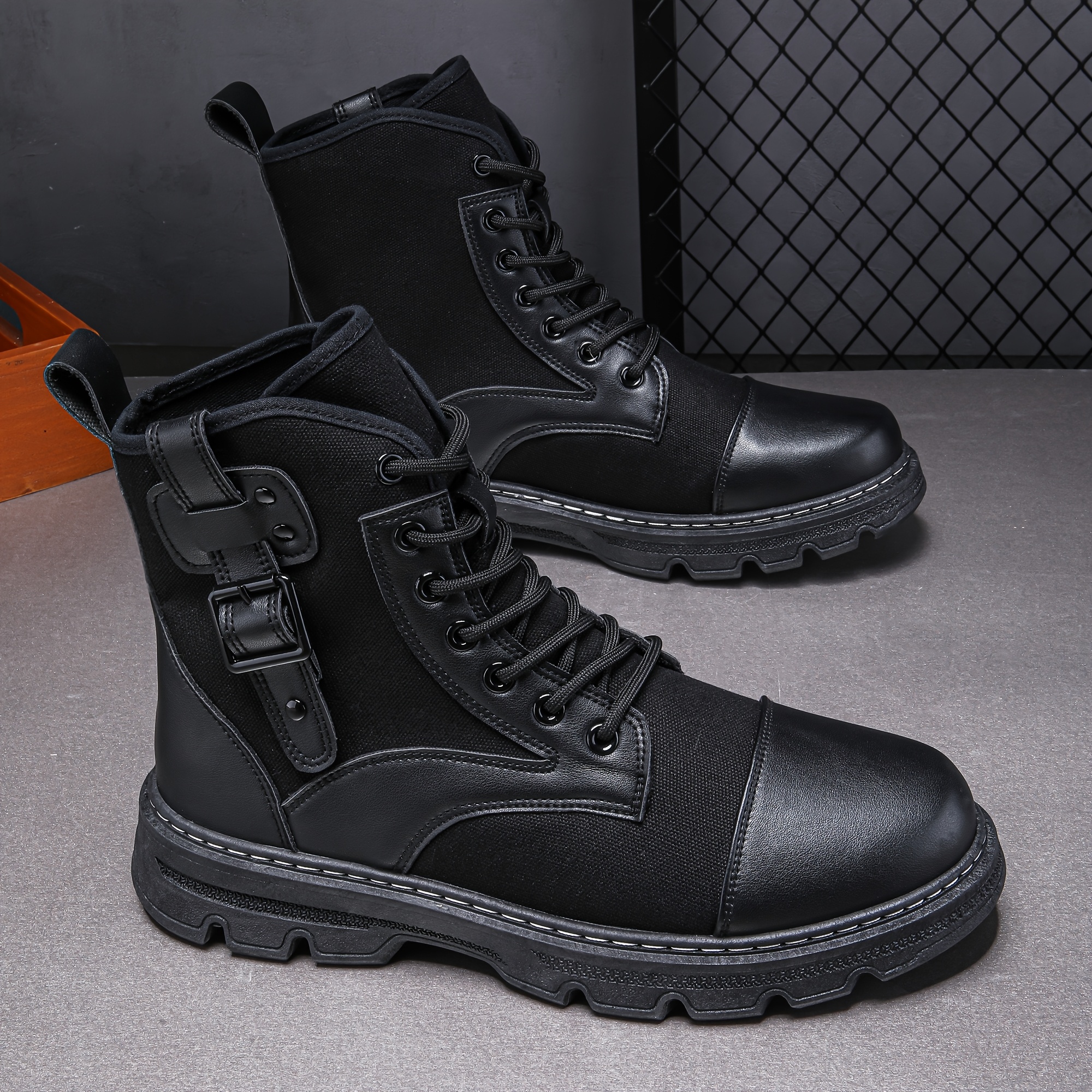 TEMU Men's Motorcycle Boots, High-top Men's Shoes, Breathable Riding Footwear, Trendy Fashion Men's Shoes, Outdoor Sports Footwear