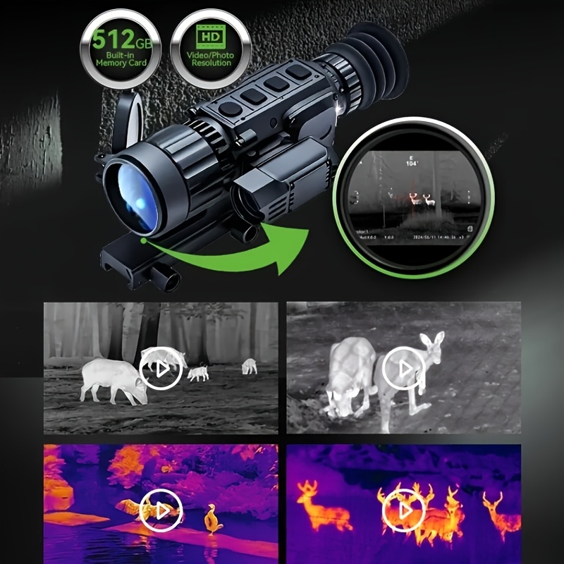 T GTGUARD 650L Thermal Imaging Sight with 1000-meter Ranging Capability, Digital Night Vision Hunting Scope with 64GB Built-in Storage, Crosshair Reticle, Zoom 4X, 0.39-inch Micro-OLED, 1080P HD Recording, for Night Versatile Hunting