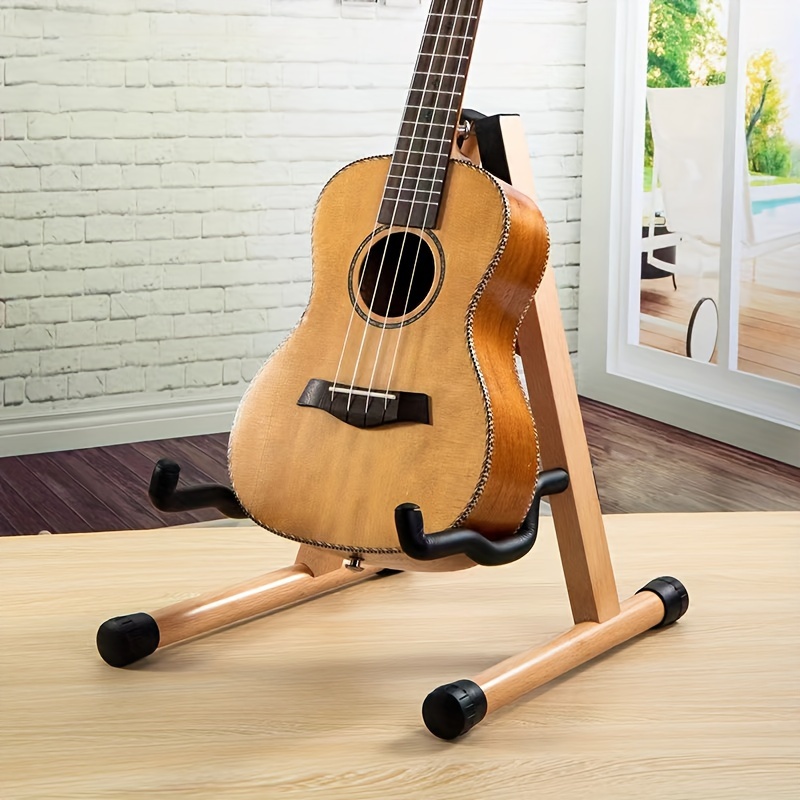 Wood Guitar Stand Acoustic Electric Wooden Guitar Floor Stand A Frame Folding Guitar Holder Adjustable for Bass Cello Mandolin Banjo Ukulele