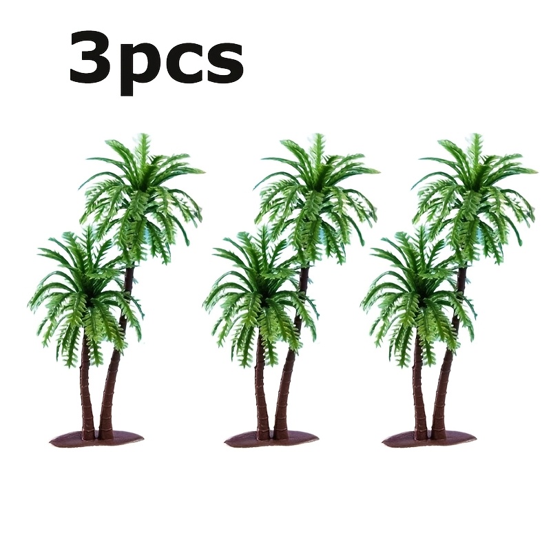 Set Of 3 Tropical Coconut Tree Miniatures For Sand Table Scenery, Perfect For Architectural Designs, Sandbox Landscapes, And Aquarium Decorations