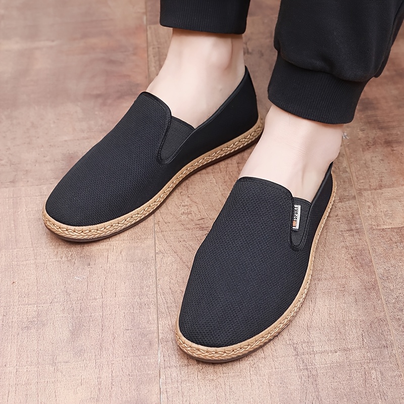 mens casual canvas slip on shoes lightweight breathable round toe