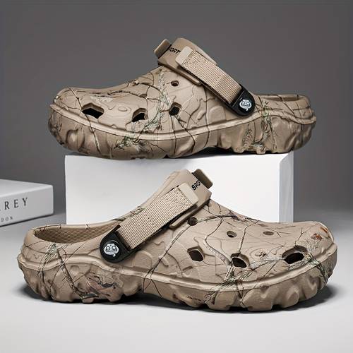 mens solid color hollow out trendy eva clogs comfy non slip casual durable lightweight slippers for mens outdoor activities