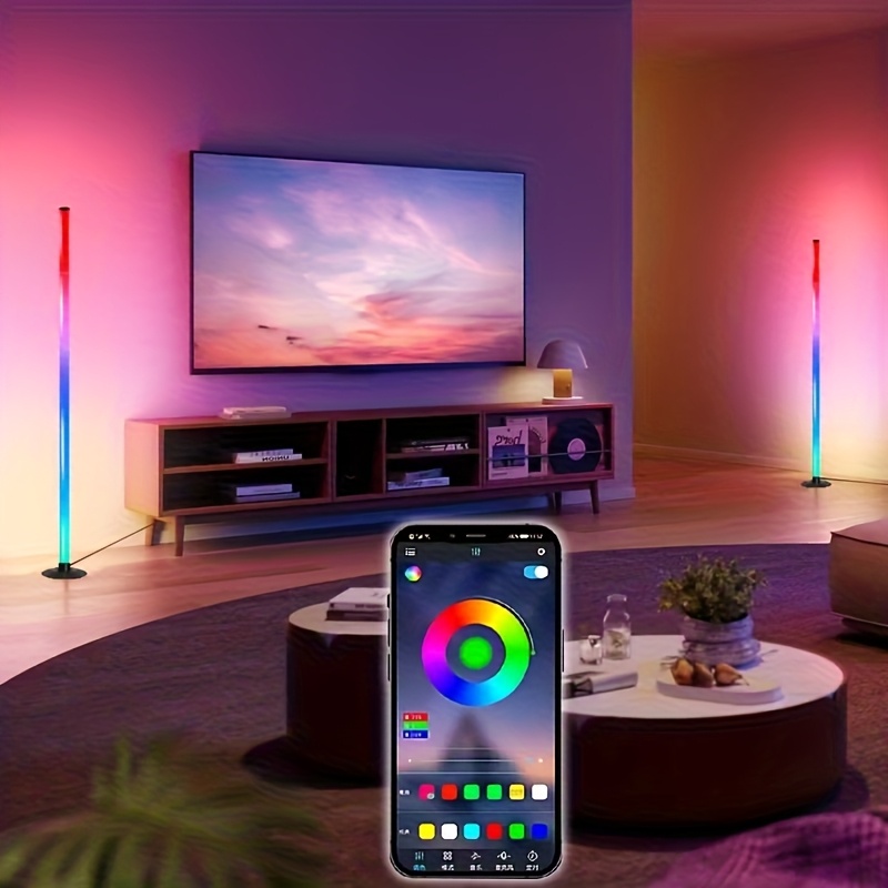 TEMU 2pcs Smart Rgb- Bar, Led Floor Lamp, Usb Powered And Timing, App, Music Synchronization, Dimming, 16 Million Colors For Bedroom, Game Room, ,