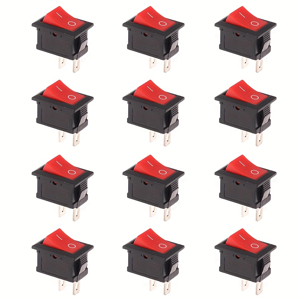 set of 12   switches   in black and     rated for ac 250v 3a 125v 6a 2 pin i o on off rocker switch