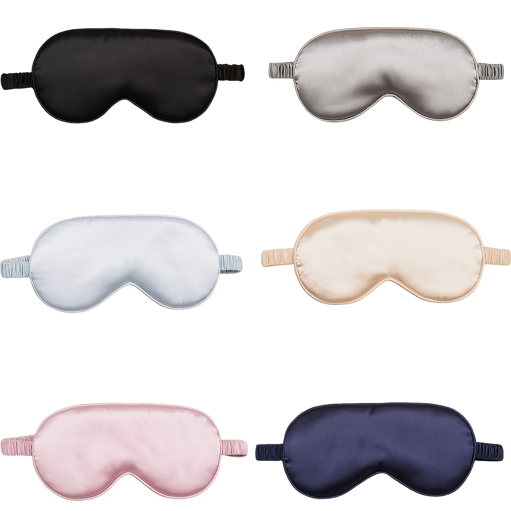 TEMU 6pcs Double Sided Luxury Silky Sleep Eye Mask - Double Sided Blackout, Breathable And Soft, Blackout, Solid Color, Suitable For Travel, Camping,