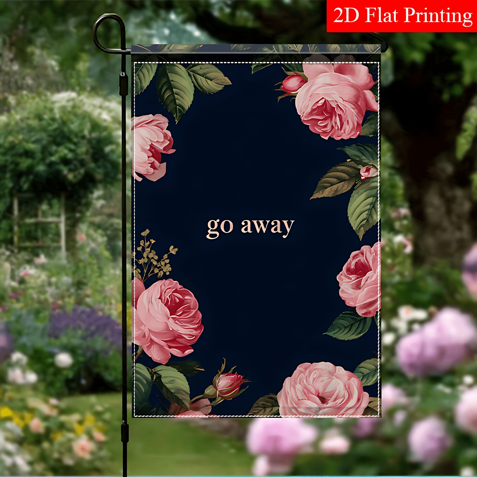 TEMU 1pc 2d Flat Elegant Garden Flag, Autumn Theme, And "" Text, Suitable For Small Courtyard Flags, Perfect For Outdoor , Ideal Holiday Gift And