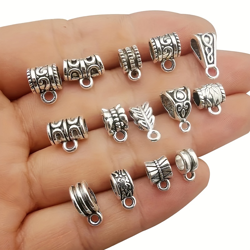 

200pcs Vintage-inspired Hanging Bail Tube Spacer Beads - Zinc Alloy Connectors For Diy Bracelet & Jewelry Crafting Supplies, Beads For Bracelets