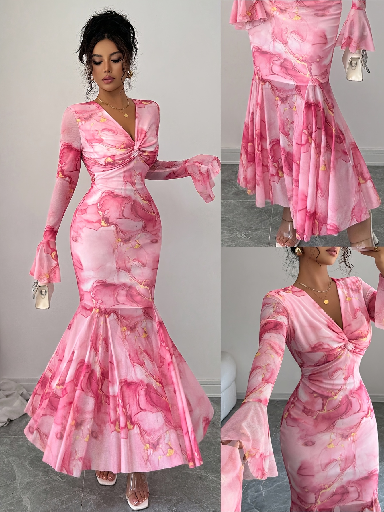 brown polka dot dress zara – Prism Boutique Michelle obama dress hi-res Color:Azure ladies dress