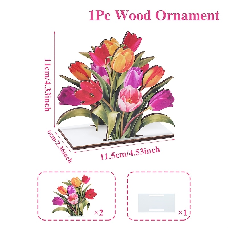 TEMU 1pc, Tulip-themed Wooden Napkin Holder, Spring-themed Party Tabletop Organizer, Home Birthday Party Decoration, Bridal Wedding Party Table Decor, Baby Shower Supplies, Napkin Storage Rack