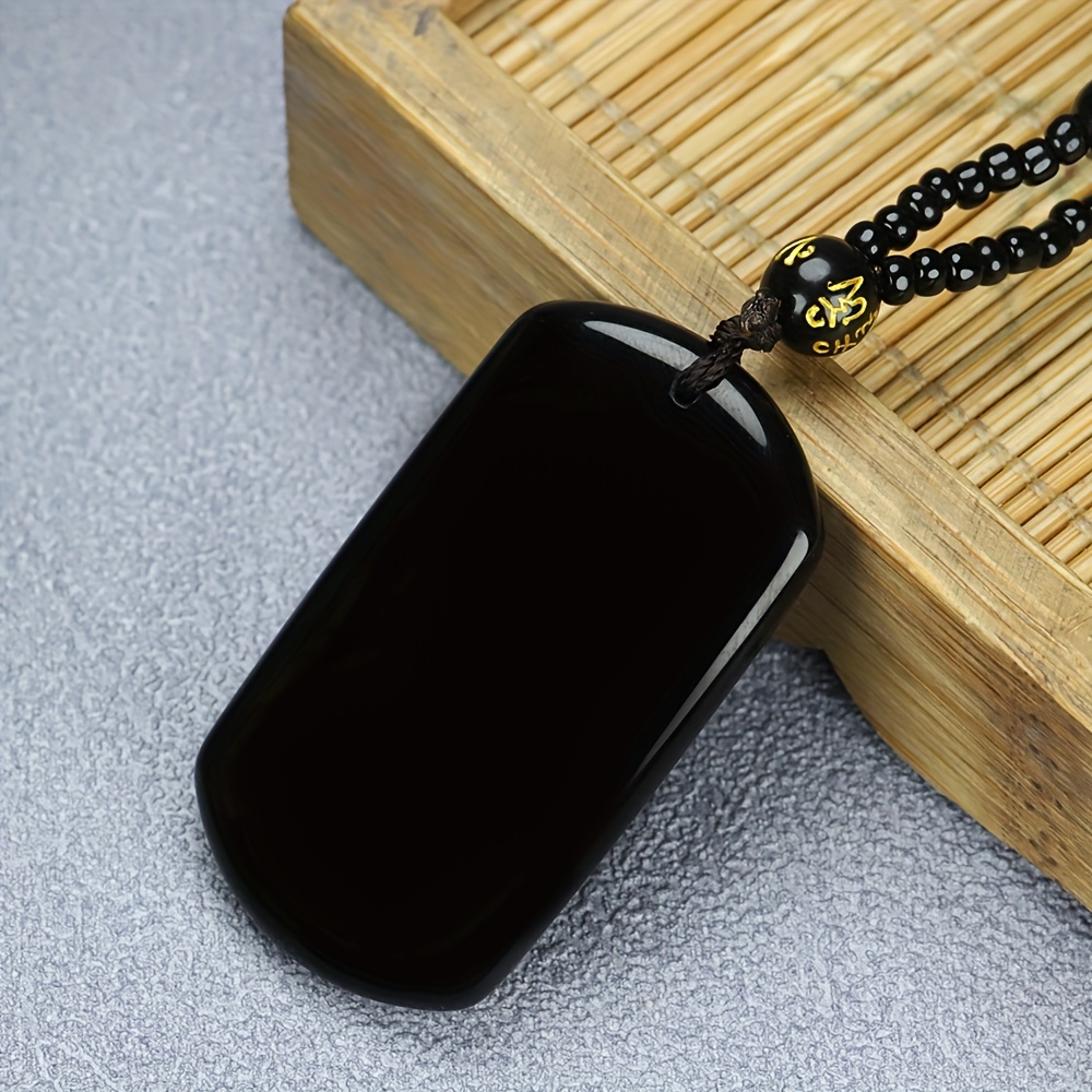 Natural Solid Black Obsidian Pendant Necklace