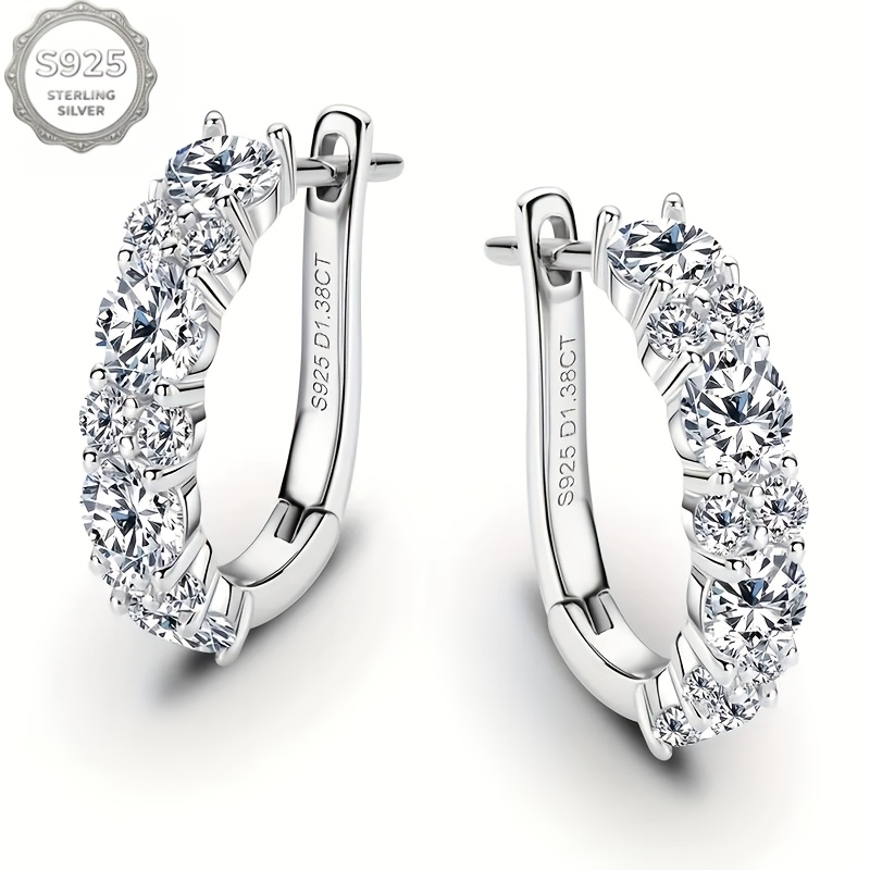 TEMU Orecchini da donna in sterling 925 con zirconi di grado 5A - Gioielli delicati, scintillanti e ipoallergenici per uso , feste, lavoro - Regalo