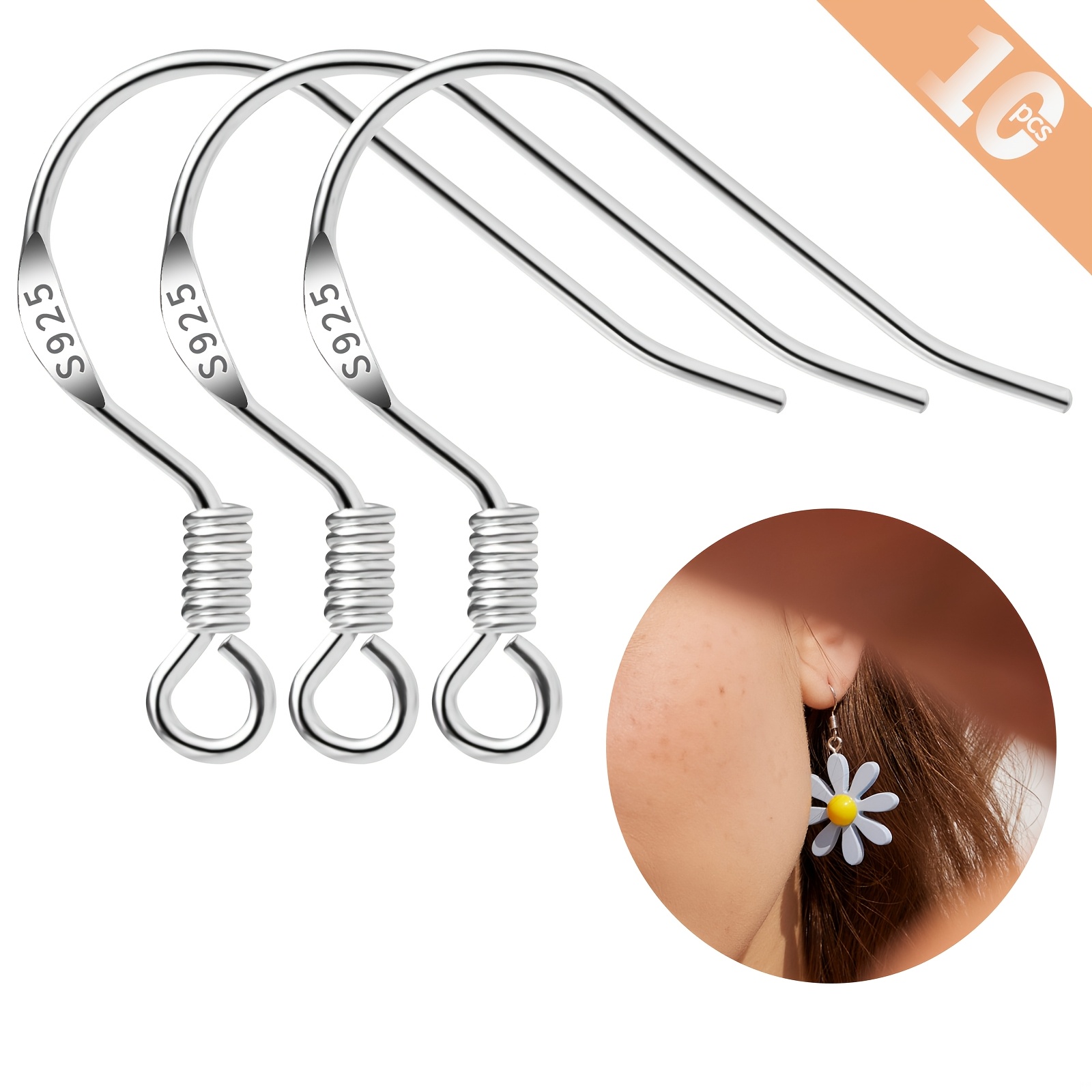 925 Sterling Silver Earring Hooks 10pcs/5 Pairs, 4pcs/2pairs Ear Wires Fish Hooks For Jewelry Making