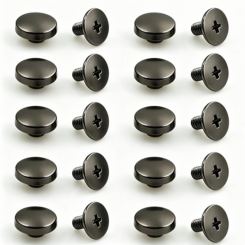 TEMU 10 Sets/black Golden Silvery Chicago Leather Studs And Rivets, 20pcs (10pcs And 10pcs Screws) For Handmade Leather Rivet Kit, 10mm Size Leather
