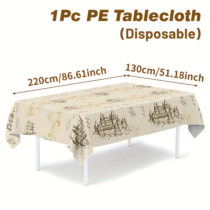 TEMU Halloween, Natale, 1 pz, Tovaglia per Festa di , 220 X 130 cm, Tovaglia Monouso in Plastica con Motivo Cappello da e Gufo Castello, Decorazione