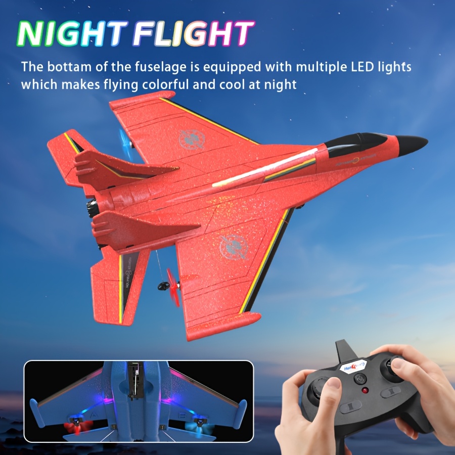 RC Aircraft, 2.4GHz Remote Control, Easy To Fly, Remote-controlled Glider, One Click Control Of Lights, Suitable For Children, Adults, Beginners (red, Blue, Yellow)