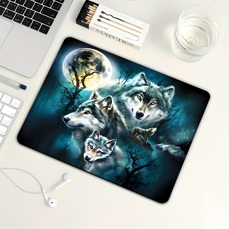 Wolf Pack Forest Moonlight Non-Slip Rubber Gaming Mouse Pad - Smooth Gliding Surface, Mystical Night Scene Design, Square Desk Mat for Office, Laptop & Desktop, Mouse Pads for Desk