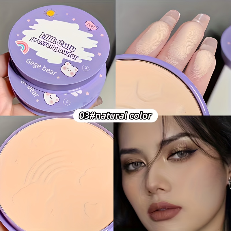 Gege Bear Powder: Controls Oil, Makeup Intact, Waterproof, Conceals, Residue, Ideal For Students