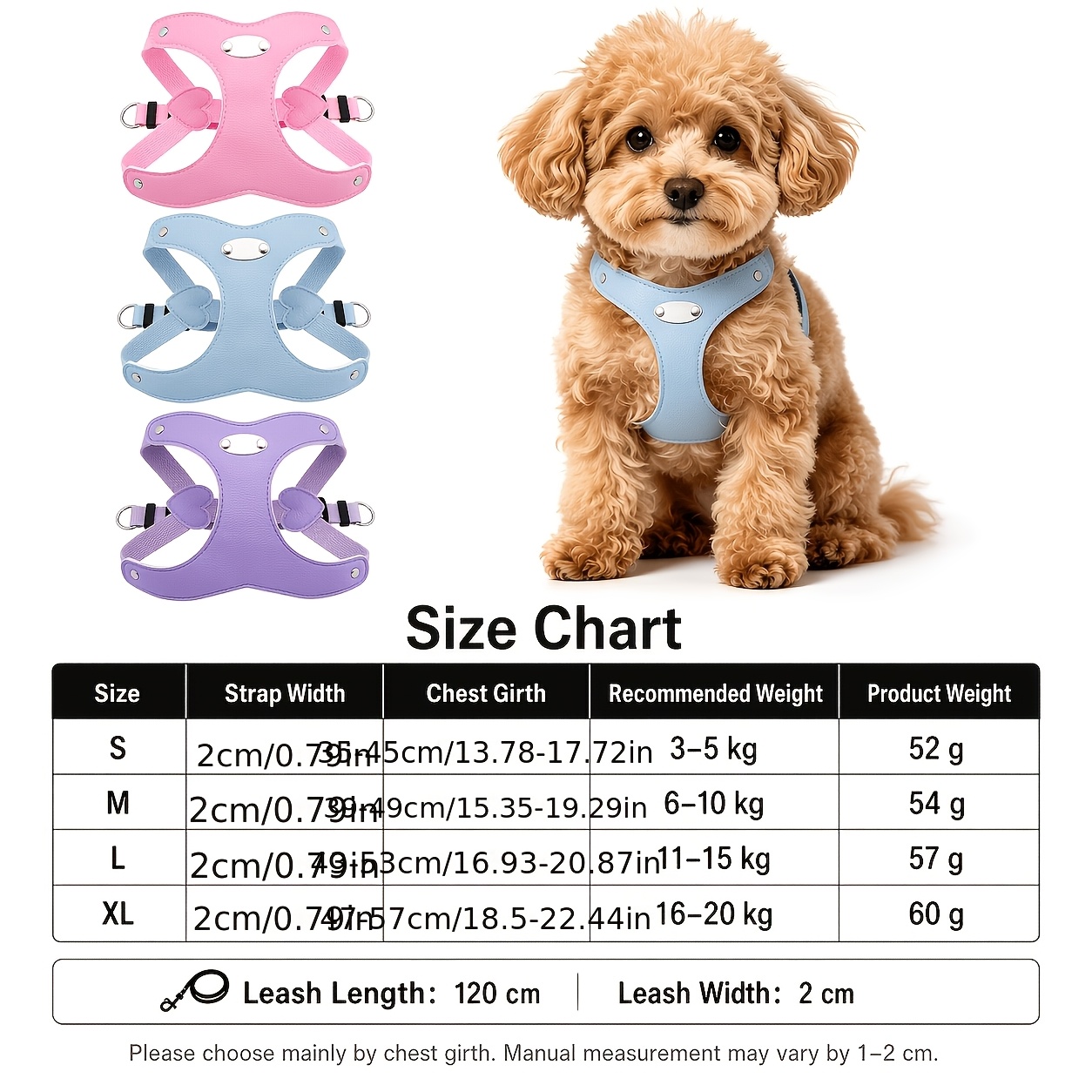 2pcs Custom Pet Leash Set with Adjustable Vest, Engraved Name & Phone Number