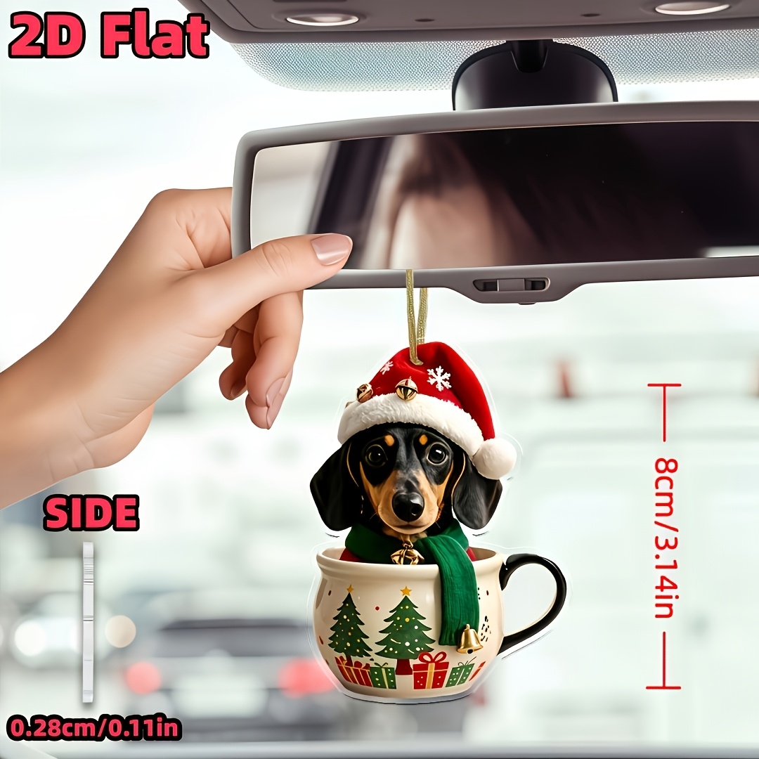 TEMU Décoration de Noël 2D Plate 1pc Chien Sausage Tasse de Noël, Ornement de Noël Chien Sausage, Ornement d'Arbre de Jardin Maison, Thanksgiving,