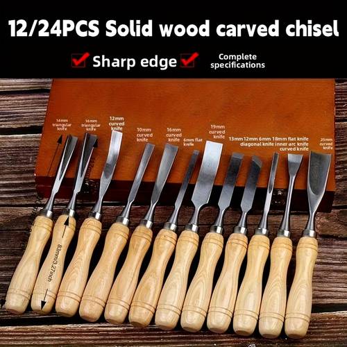 set de tallado de madera profesional, 12/24 herramientas afiladas para carpintería, embalaje , , operación manual, para principiantes y entusiastas. es un regalo de navidad ideal para entusiastas de la carpintería, para .