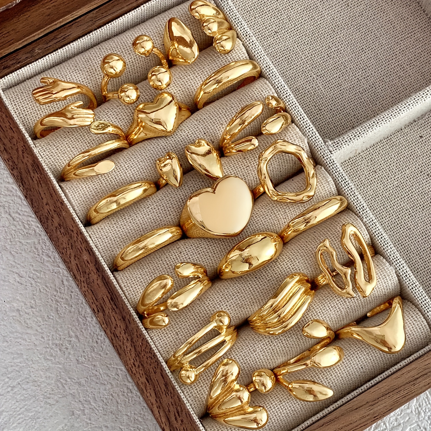 10pcs irregular heart stackable ring set individual exaggerated ring set gift for   holiday present