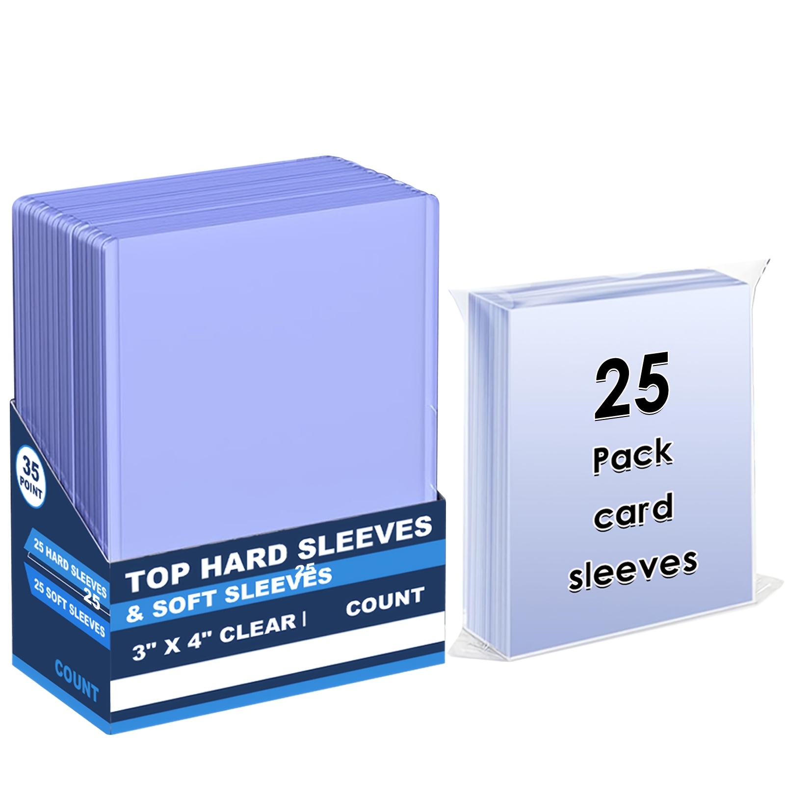 TEMU 1/4/8 Set Hard Sleeves For Cards (25/100/200 Hard Top Sleeves And 25/100/200 Clear Sleeves), 3"x4" Hard Top Sleeves For Cards, Premium Baseball
