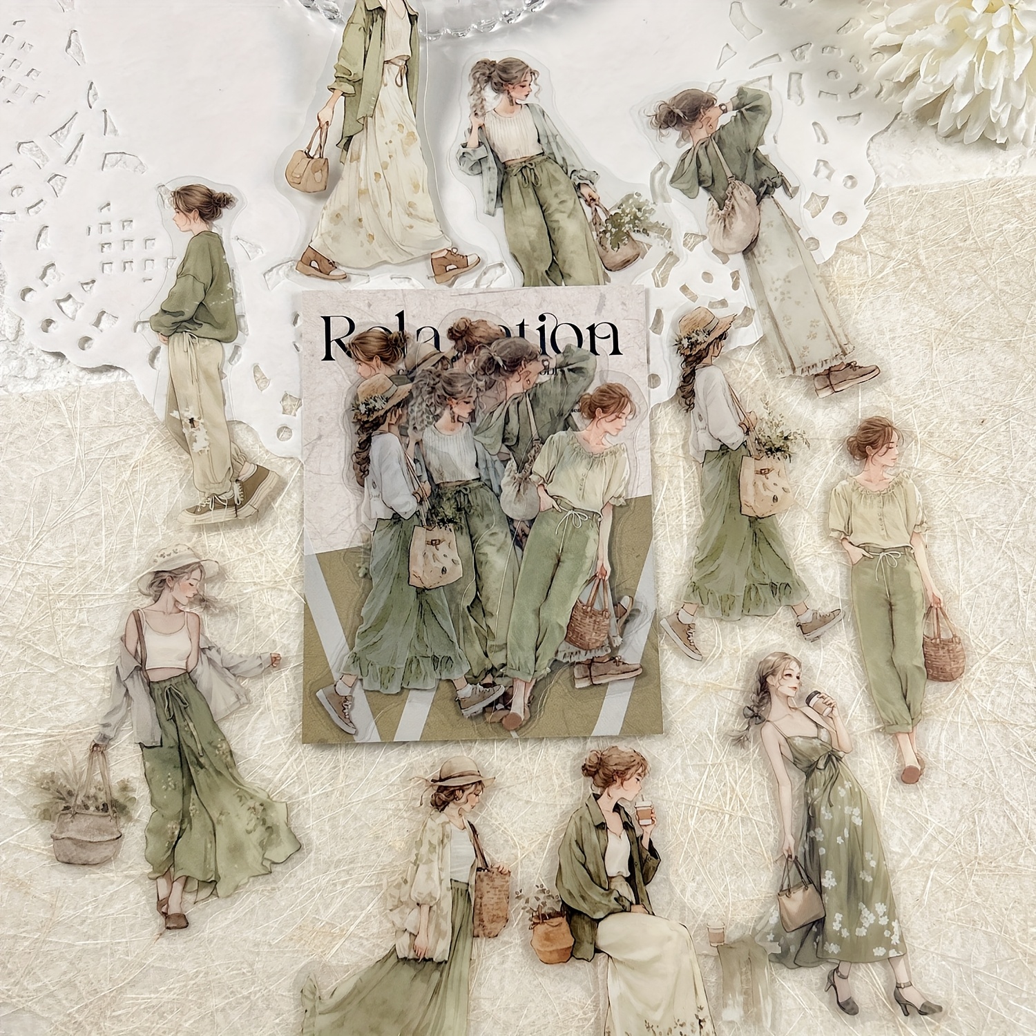 Image of A Pack Of 20 Fashion Character Stickers For Diy Scrapbooking, Collage, And