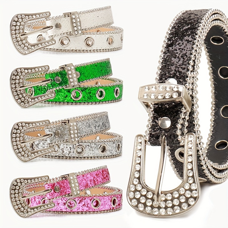 

Rhinestone Button Women's Belt, Trendy And Jeans Belt For Women, Clothing Decoration