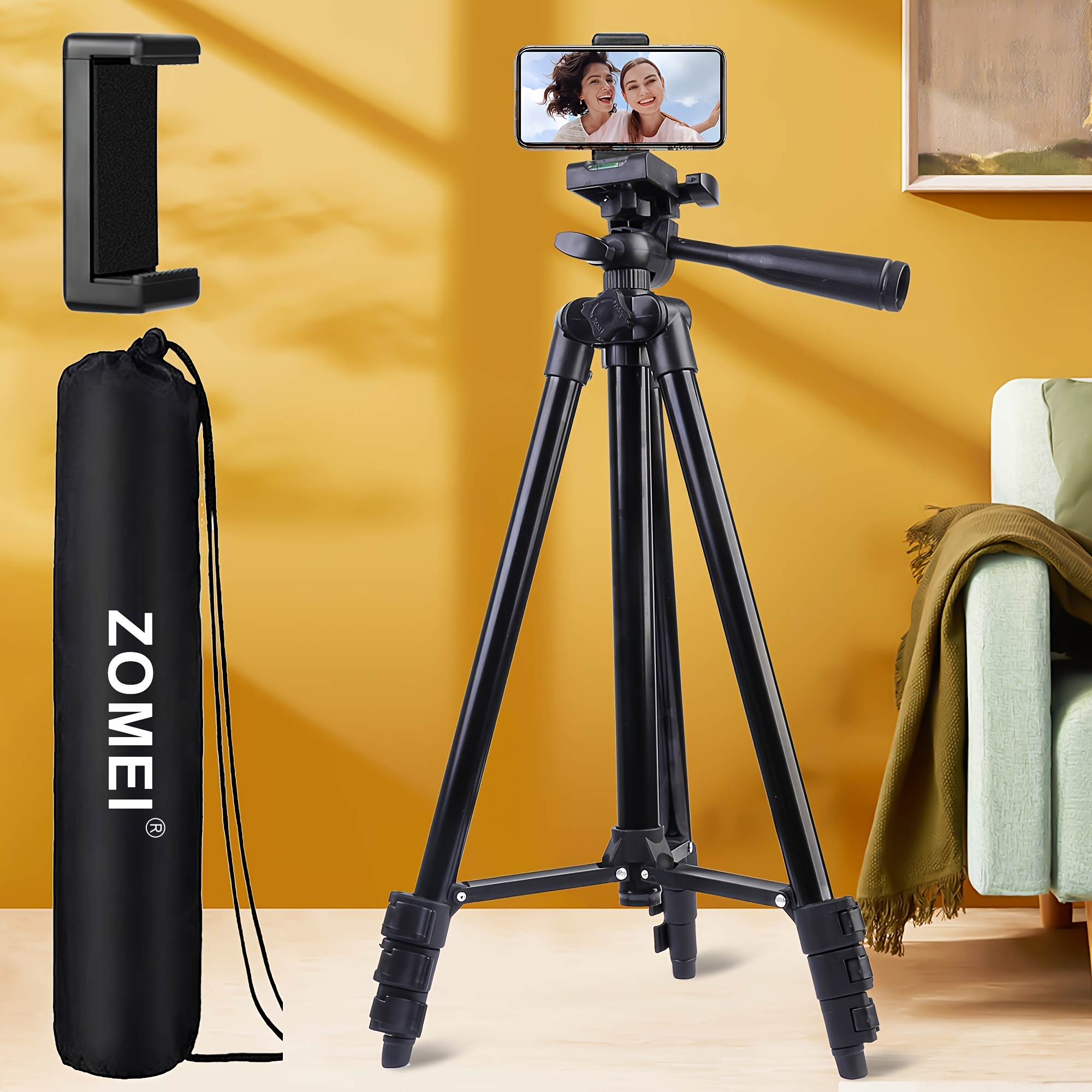Adjustable Lightweight Tripod With Phone Clip (link Does Not Phone), Suitable For Meeting Recording, Selfies, Christmas Gifts