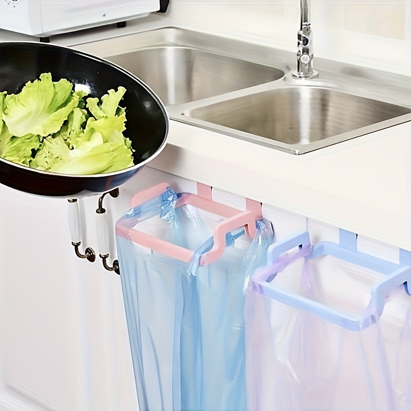 space saving kitchen trash bag holder over cabinet under sink organizer for garbage bags towels and groceries   plastic rack for dorms and bathrooms details 0